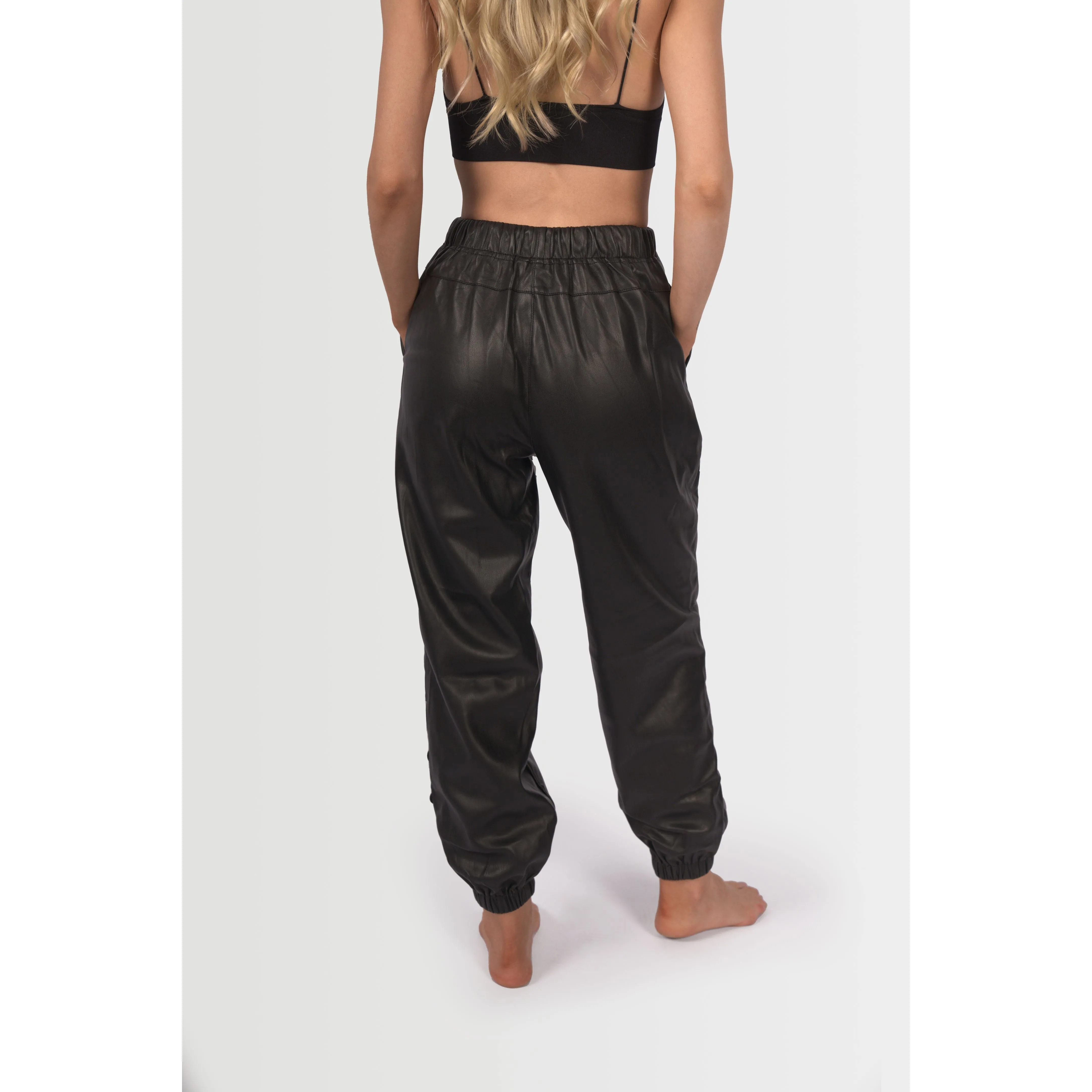 Topshop Women's Zadie Faux Leather Jogger  - Black