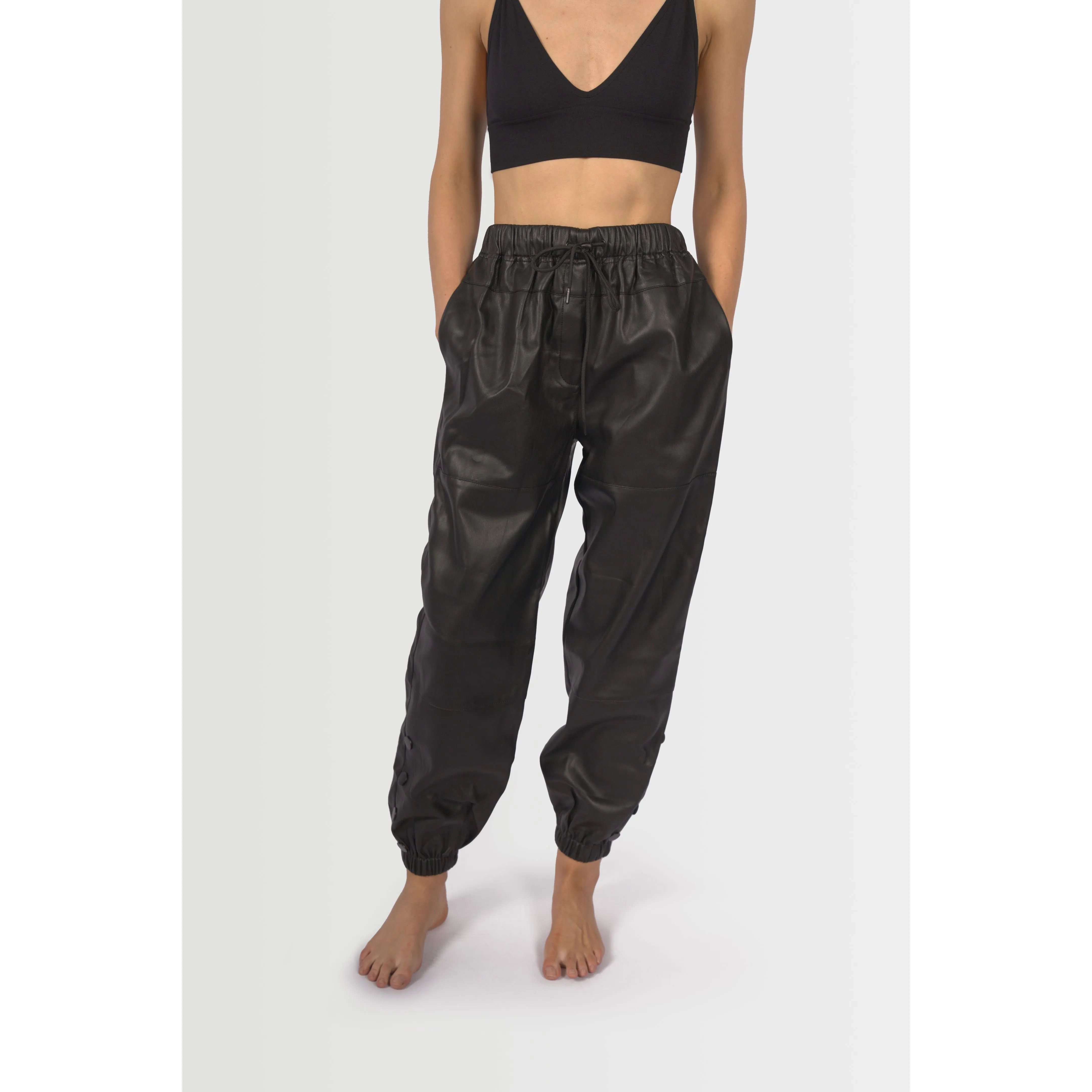 Topshop Women's Zadie Faux Leather Jogger  - Black