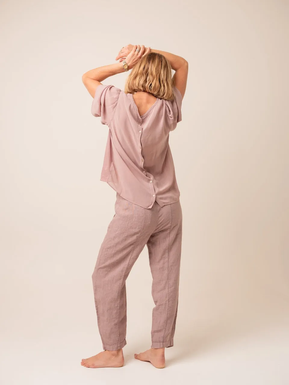 Transit Signature Split Front Linen Trouser in Mauve