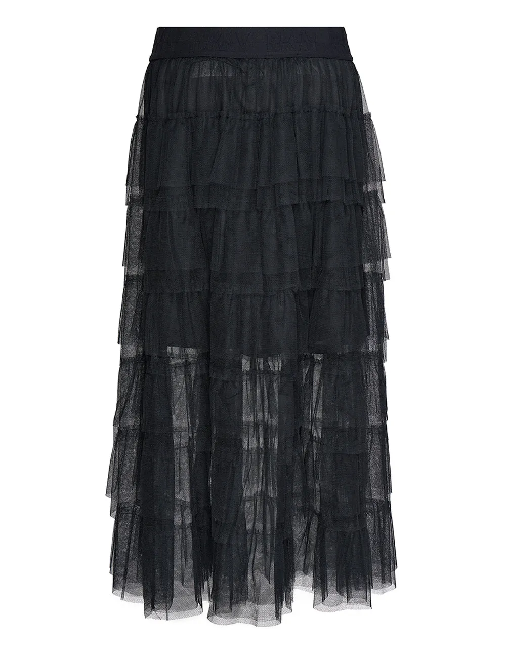 Tulle Tiered Ruffle Midi Skirt