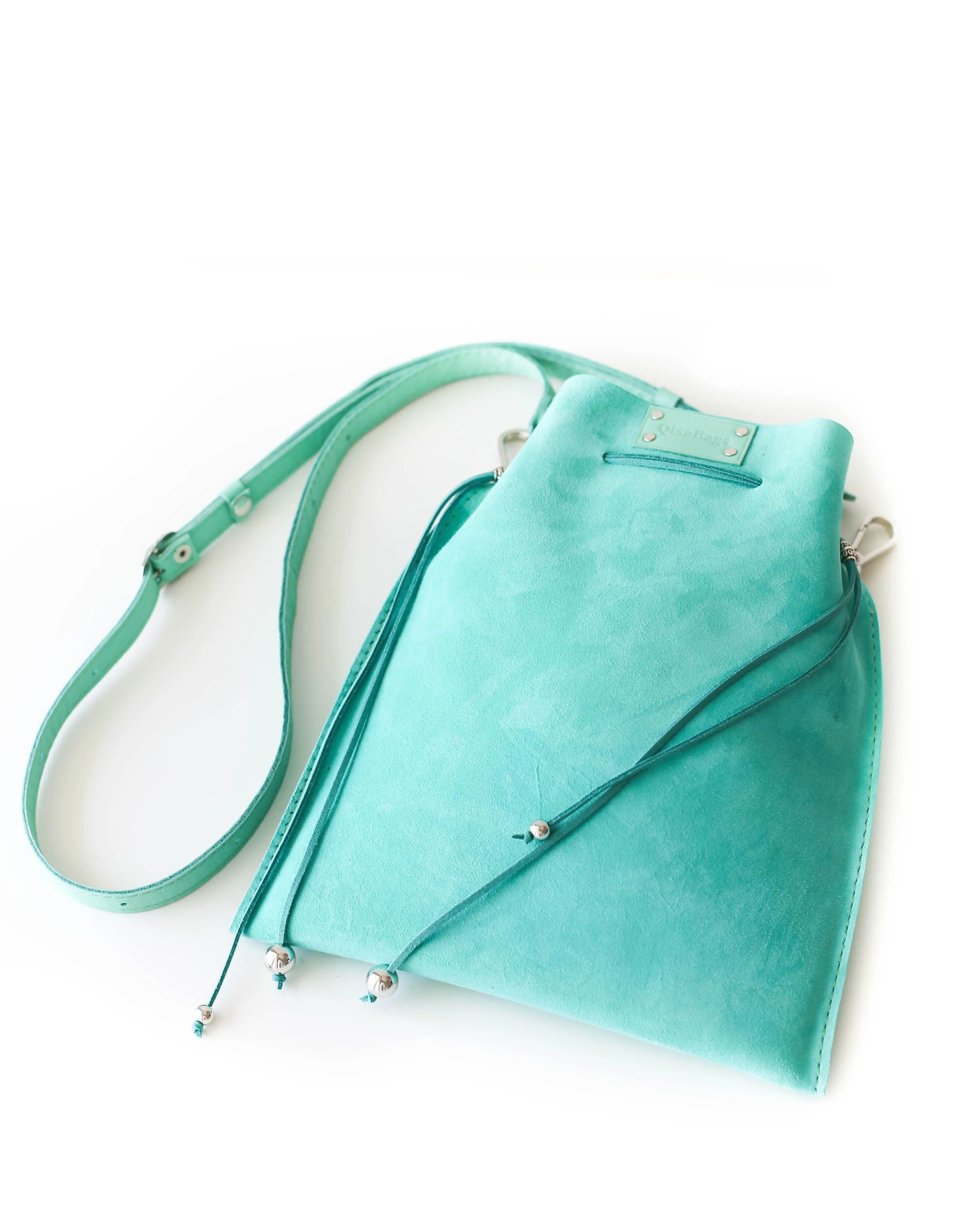 Turquoise Suede Pouch Bag