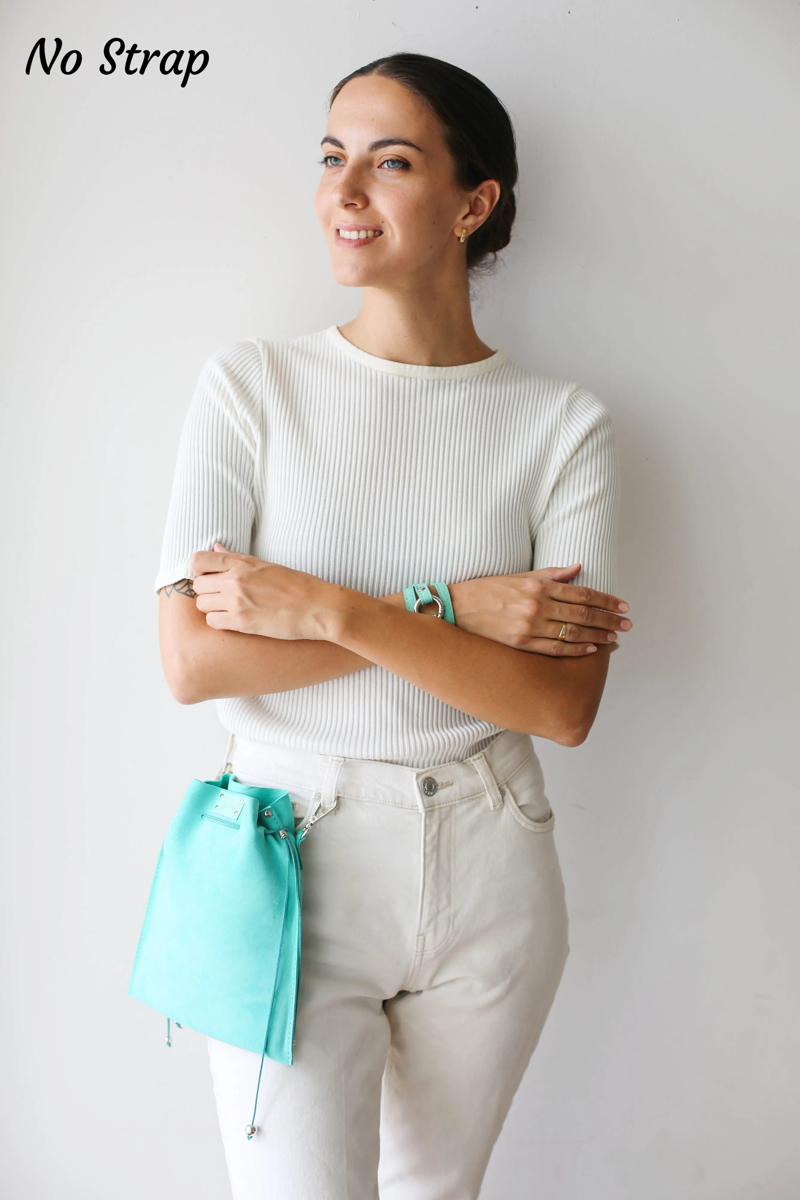 Turquoise Suede Pouch Bag