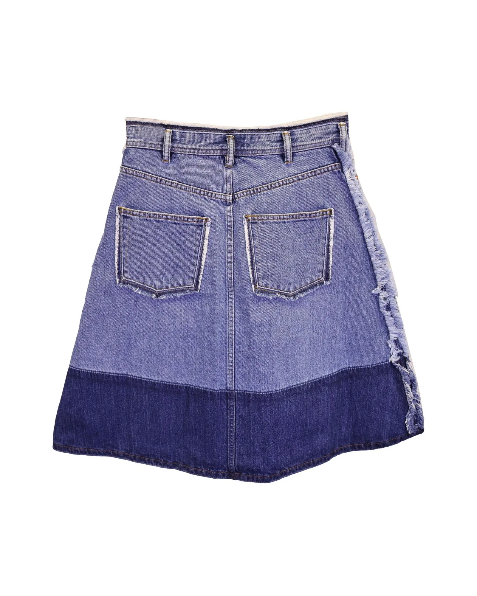 Two-Tone Midi Skirt in Blue Denim by Acne Studios