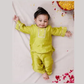 Unisex Ethnic Coord Set Style Kurta Set for infants- Lime Green