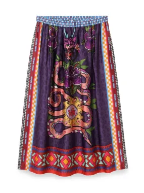 Vanessa Printed Midi Skirt - Dragon