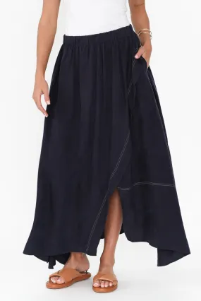 Vault Navy Cupro Skirt