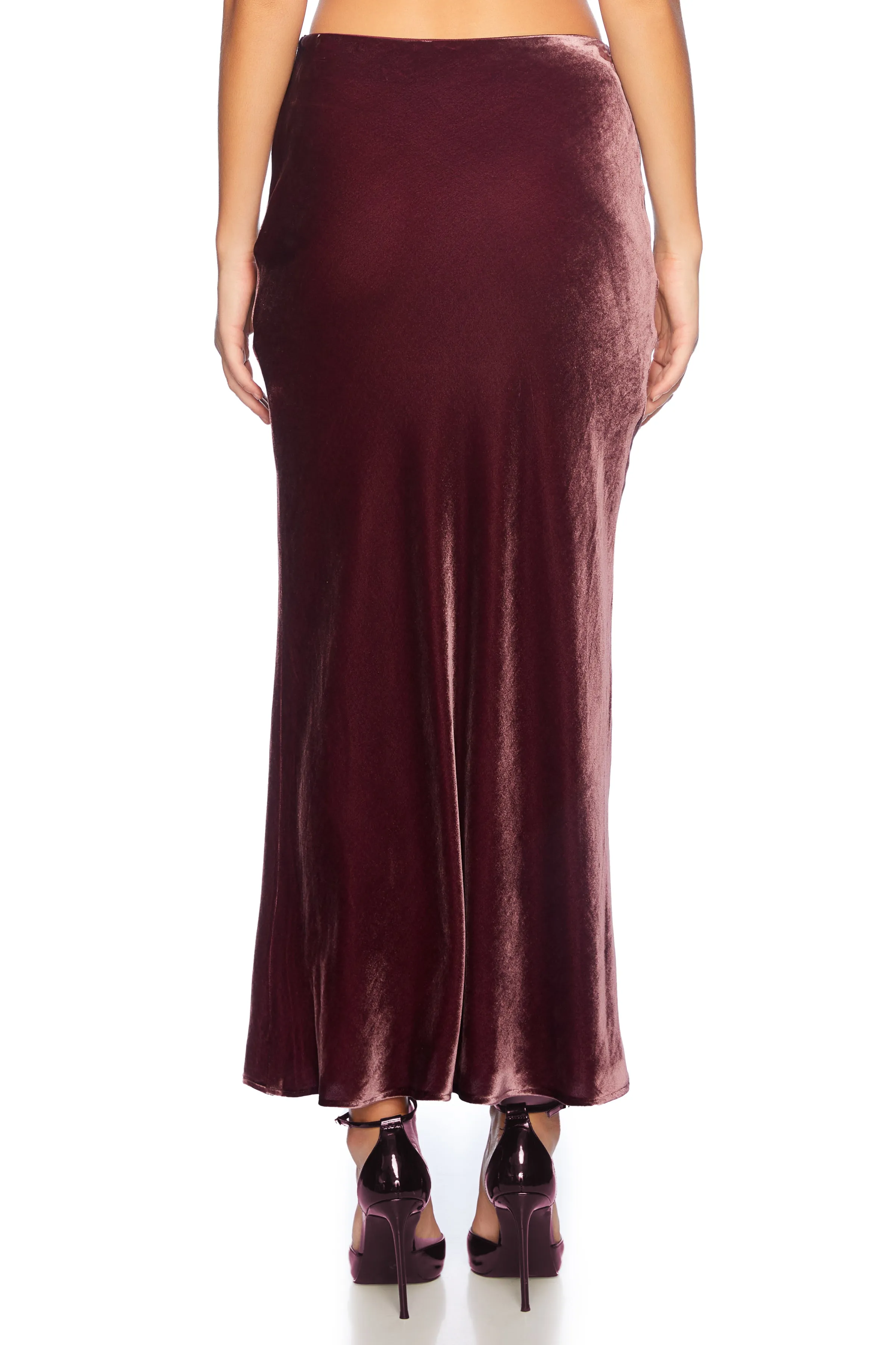 velvet silk bias skirt