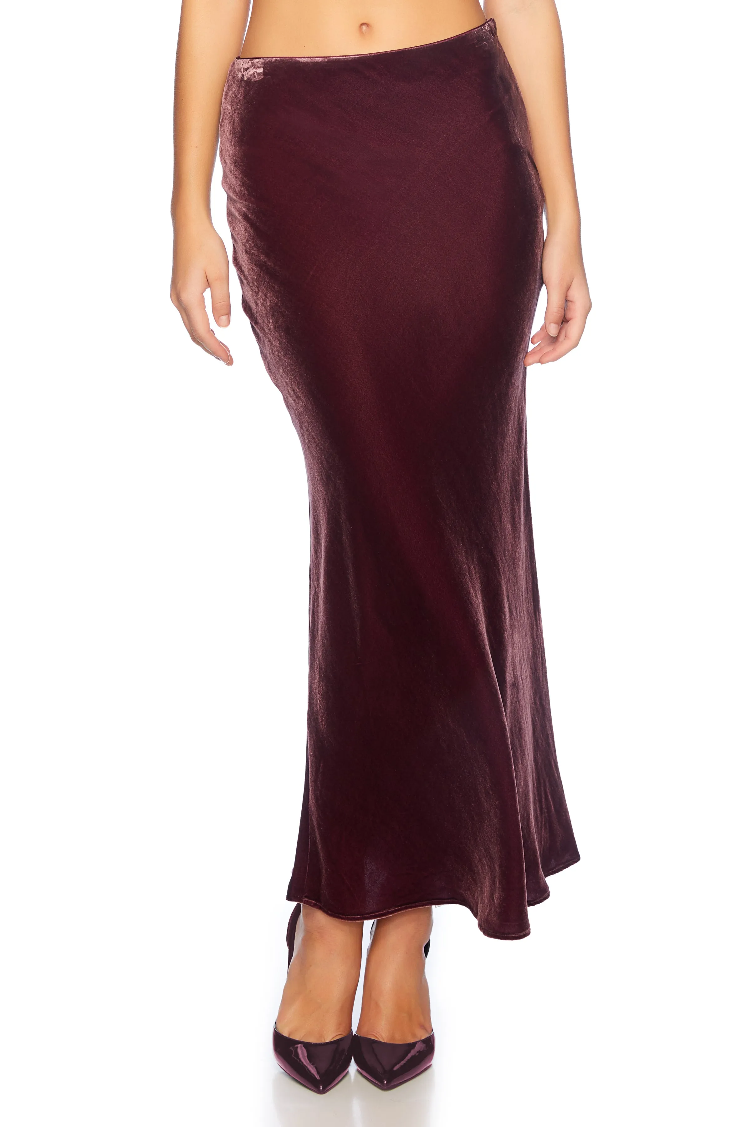 velvet silk bias skirt