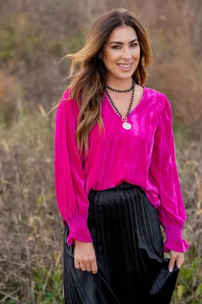 Velvety Cinched Sleeve Blouse