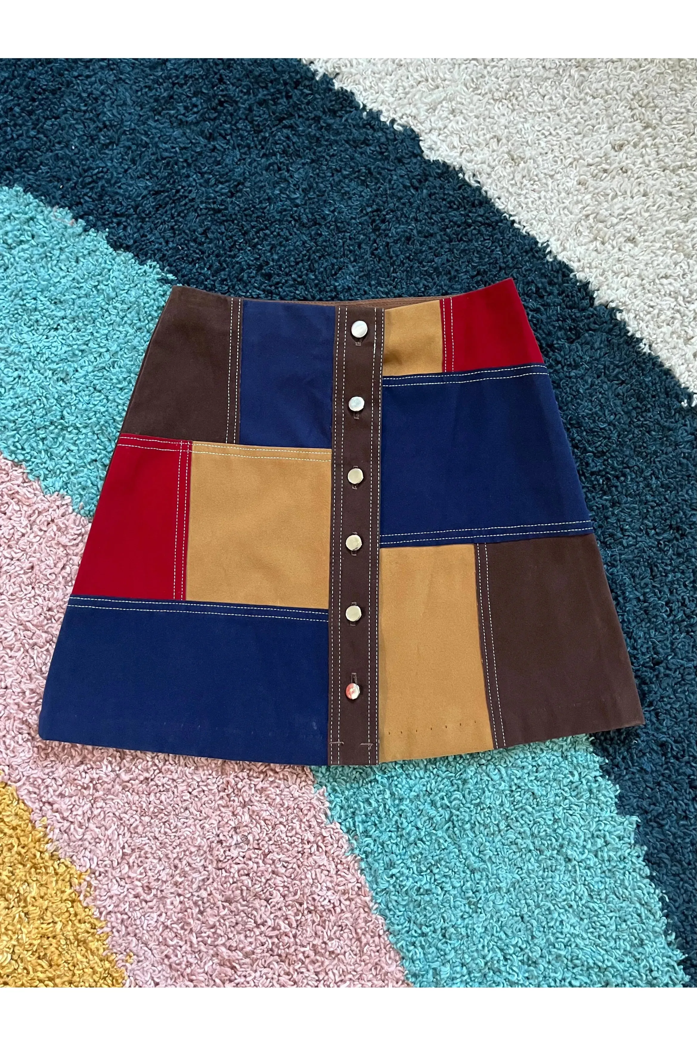 Vintage 60s 2-piece Patchwork Faux Suede Set