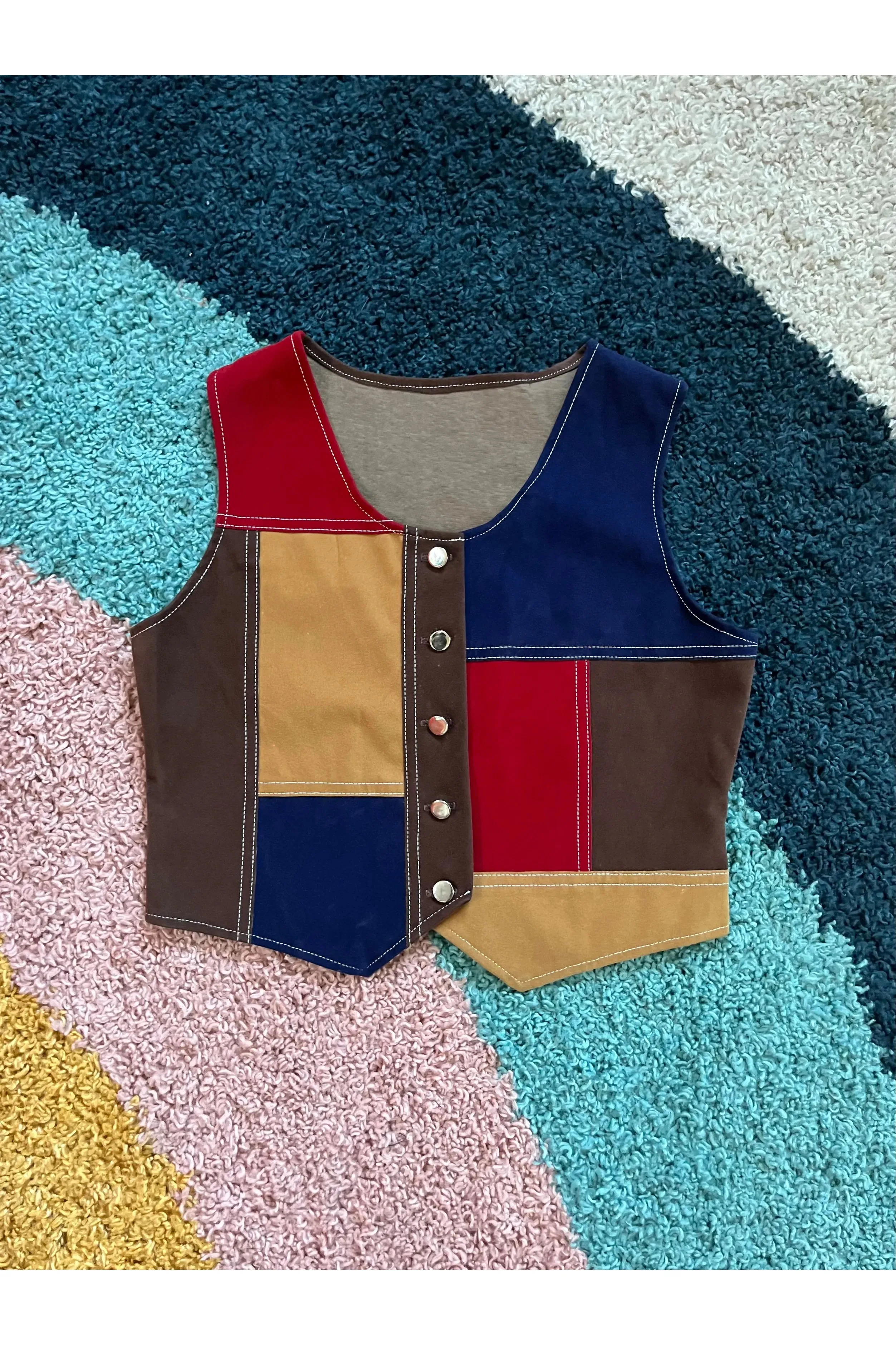 Vintage 60s 2-piece Patchwork Faux Suede Set