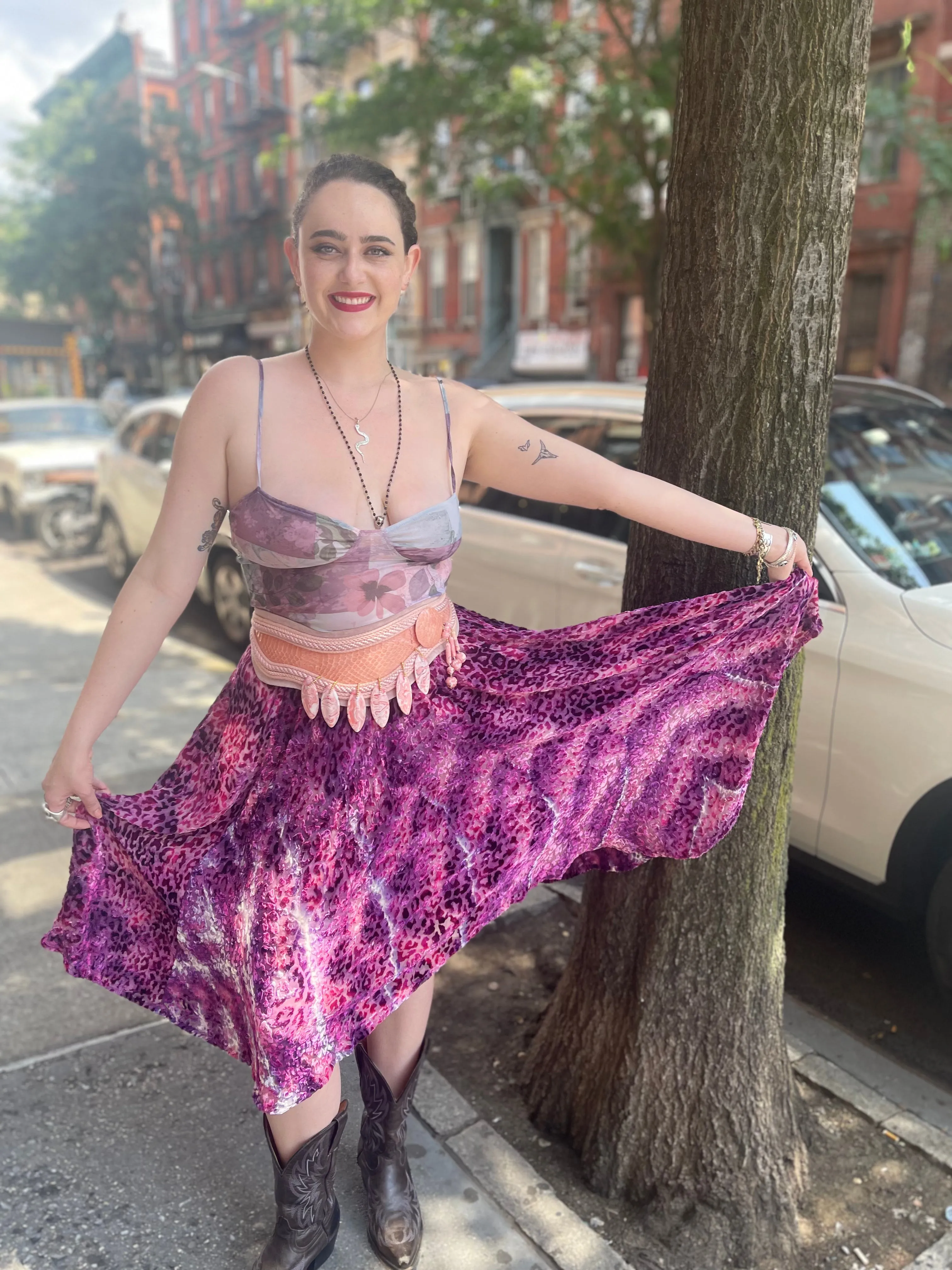 Vintage 90s Lavender Leopard Burnout Plus Size Skirt