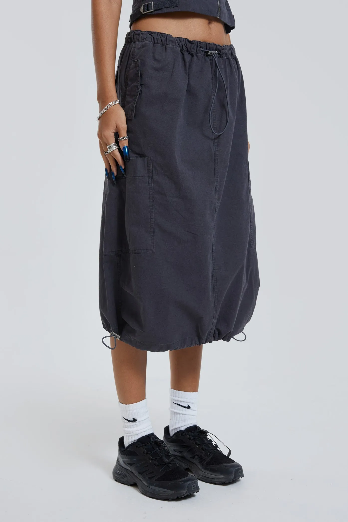 Vintage Grey Midi Cargo Skirt