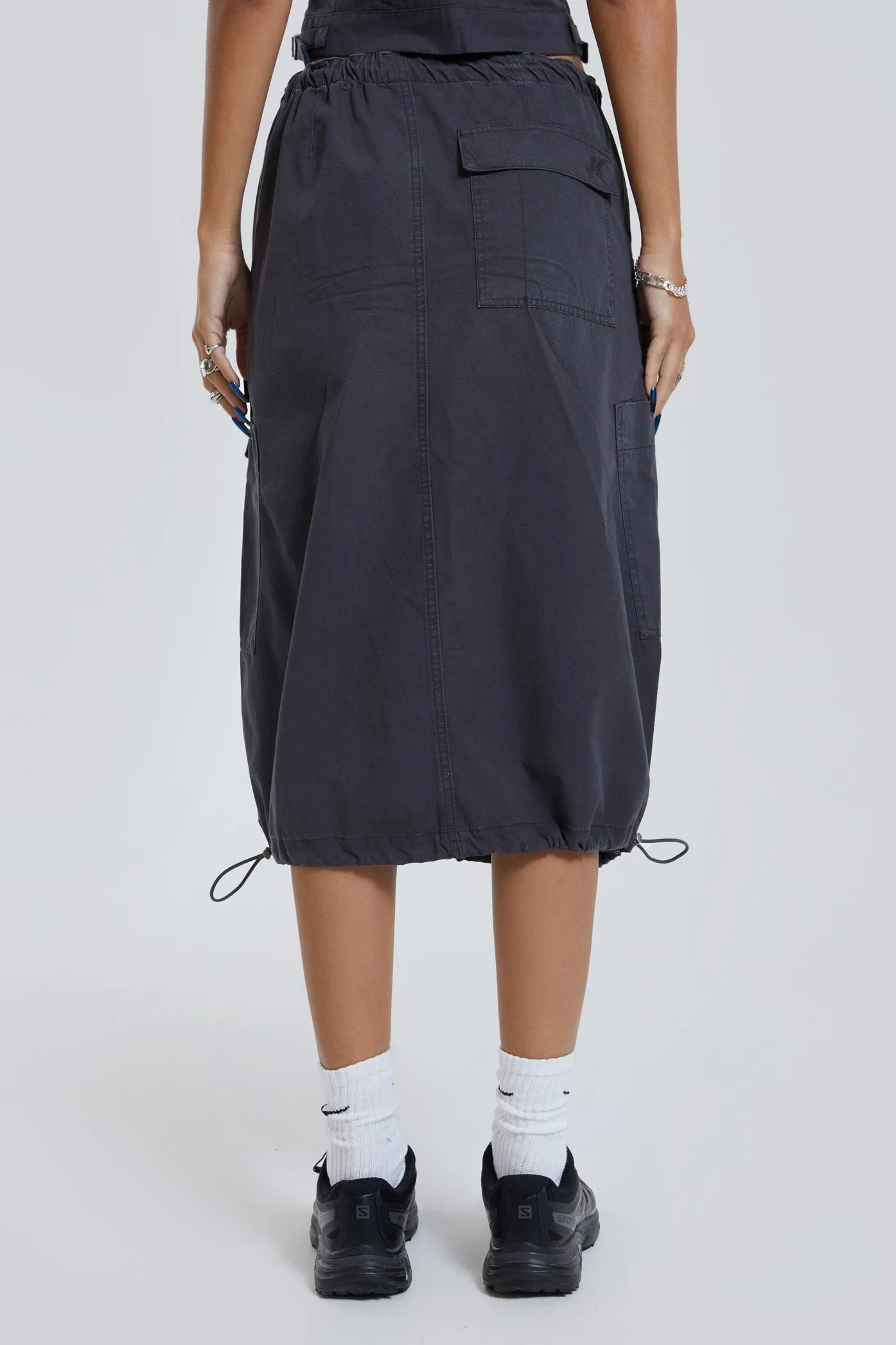 Vintage Grey Midi Cargo Skirt