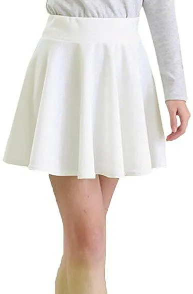 Women's Basic Mini Skater Skirt Stretchy Flared High Waisted Skirt