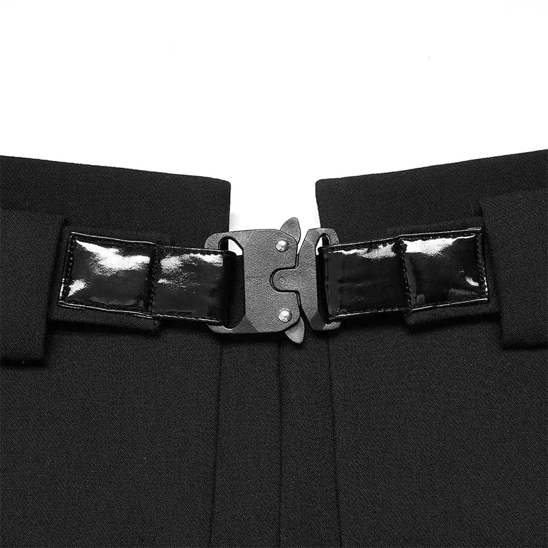 Women's Waist Collect Line Black Buckle Women Functional Decoration A Half Personality Casual Mini Skirt