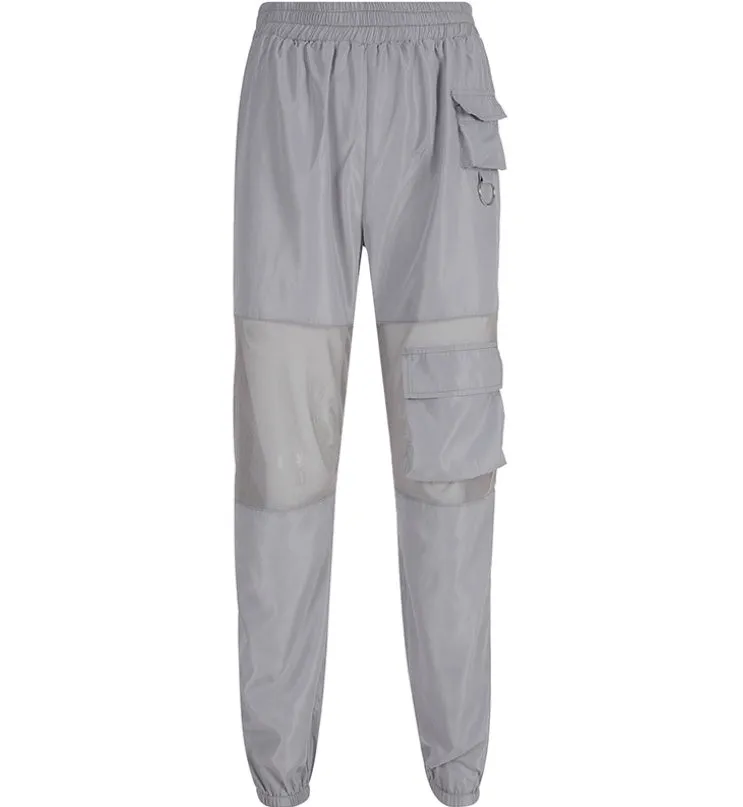 Workwear patchwork shiny woven trousers