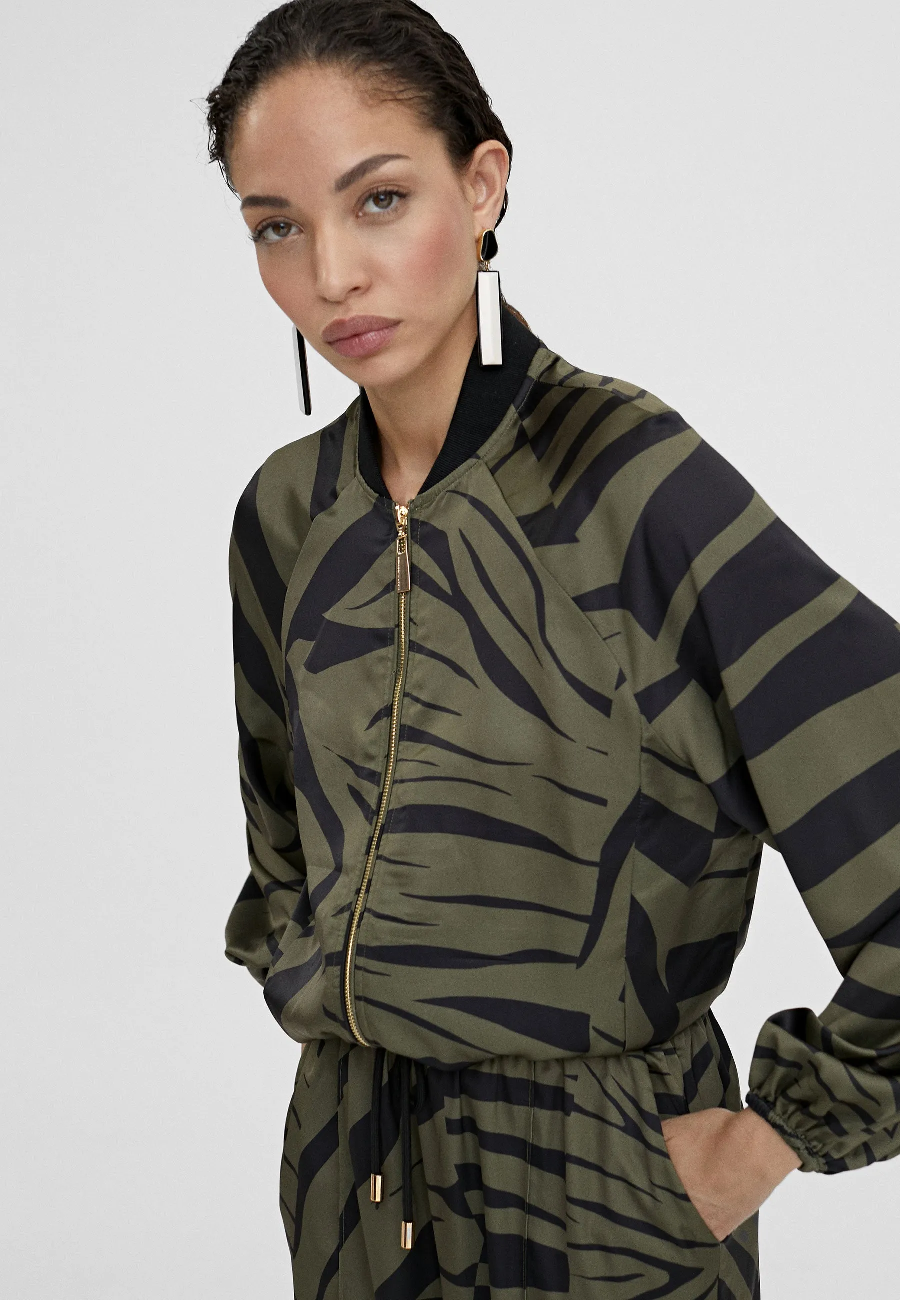 Zebra print bomber jacket