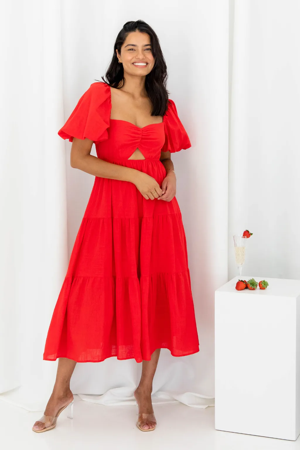 Zia Midi Cut Out Dress - Red